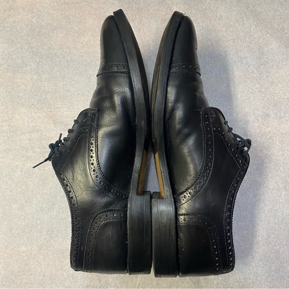 Allen Edmonds Men’s Sanford Dress Shoes Size 10 Leather Italy Black Heel Plates - Picture 9 of 14